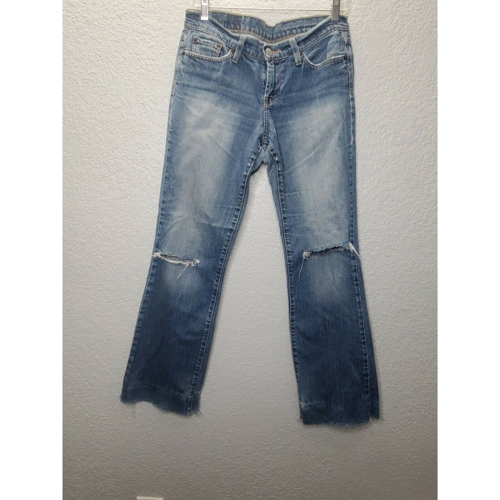 Lucky Brand Jeans Tag Size 28 Sweet N Low Long Med Wash Raw Hem Measures 32 X 31